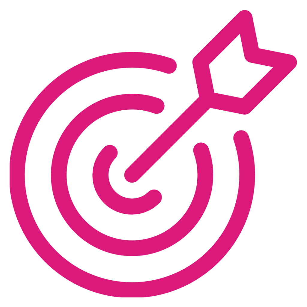 Icône de cible pour illustrer la mise en place de plans d'actions lors des bilans chez Cani'Sens éducation canine à Roanne